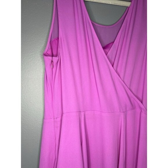 Express Flowy Chiffon Dress Womens 10 Fuchsia Pink Purple Fit & Flare Party Date - Picture 4 of 10